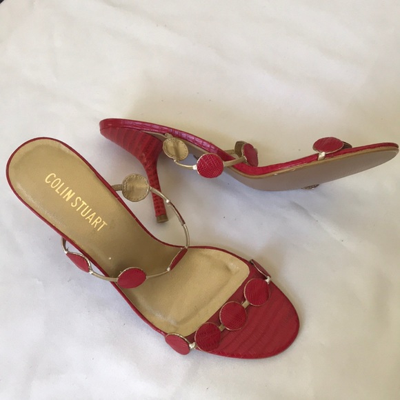 COPY - Colin Stuart red & gold strappy high heel sandal 9 - Picture 8 of 8